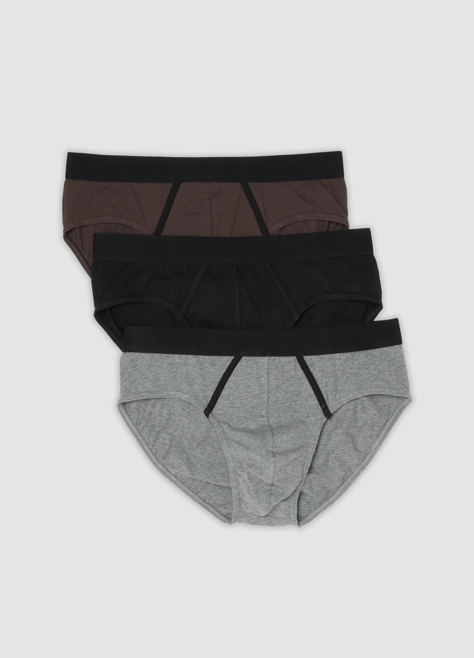 Three-pack of grey stretch organic cotton briefs