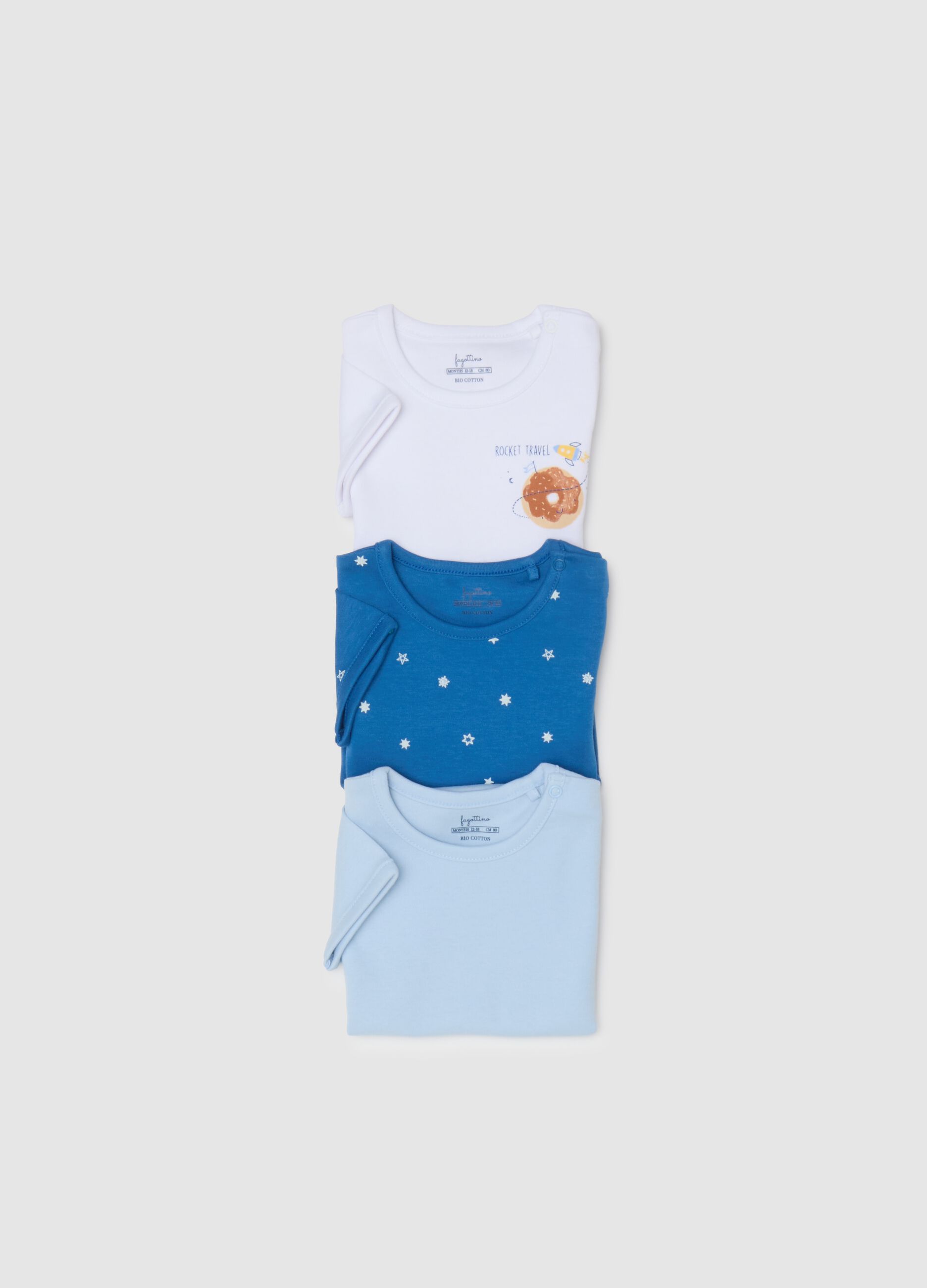 Children's Multicolour Pure Cotton Bodysuit Tripack