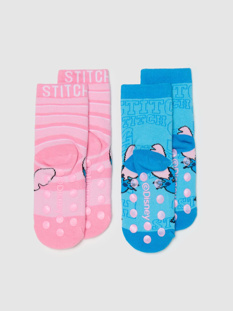Two-pair pack slipper socks with Stitch design_1