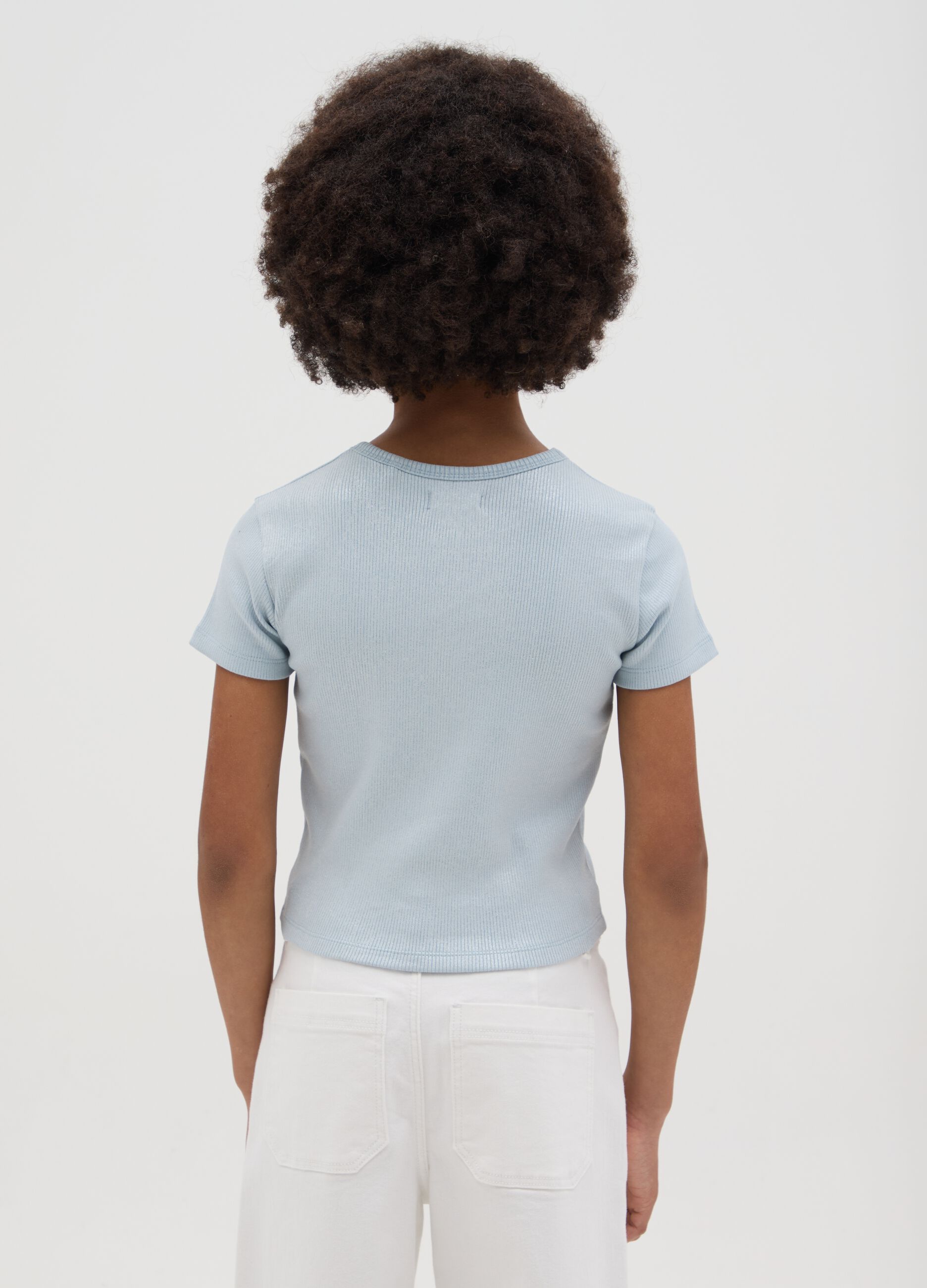 OVS Kids Short Sleeve Blue Stretch Cotton T-shirt