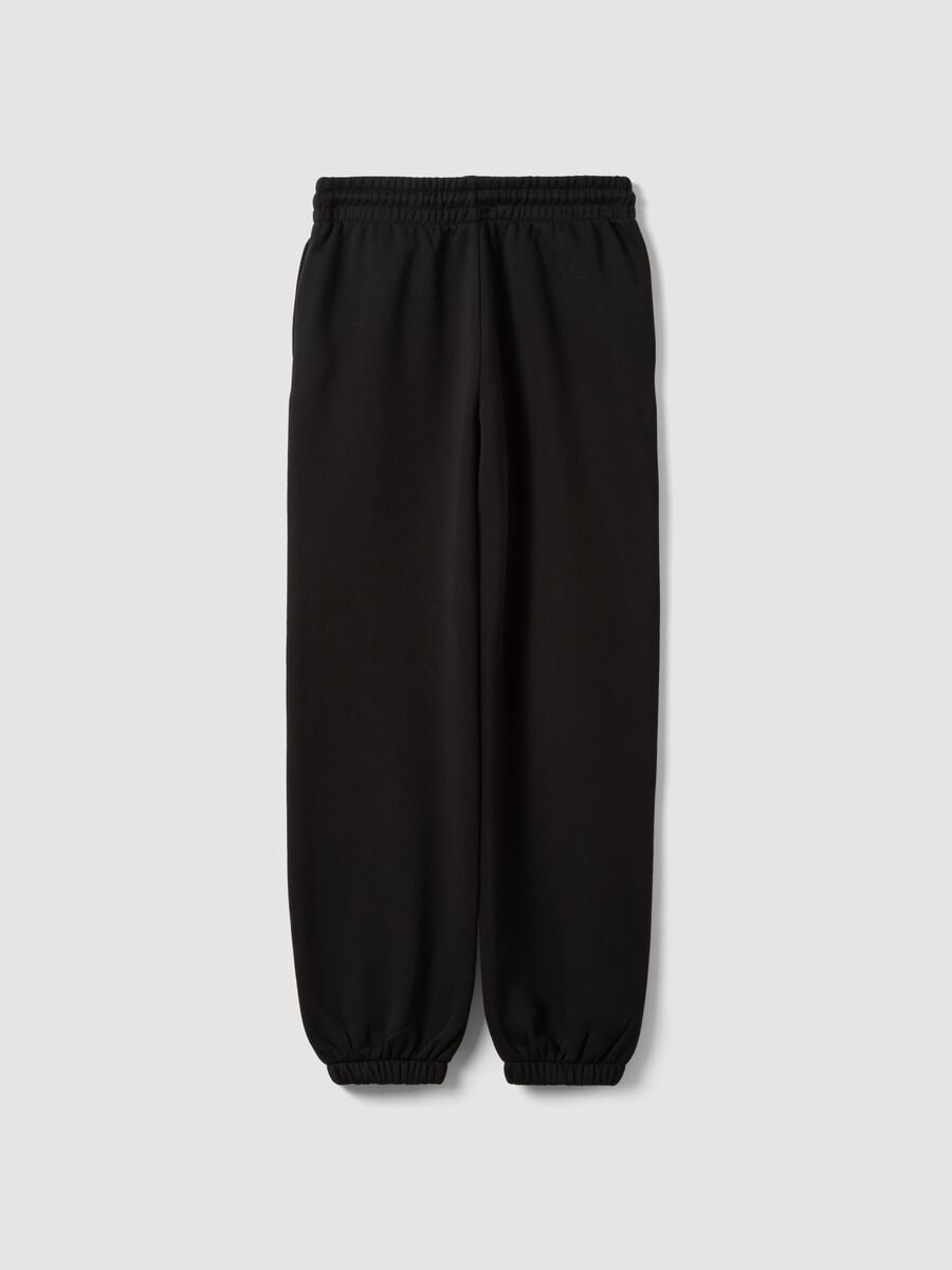 Pantaloni jogger neri in misto cotone con vita elasticizzata regular fit_5