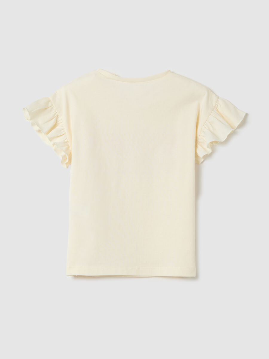 Ivory cotton T-shirt with print_1