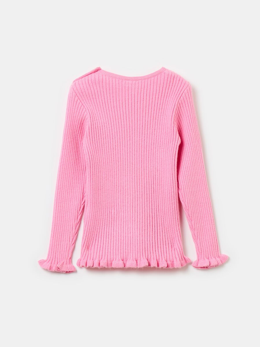 Ribbed pullover with frills_1