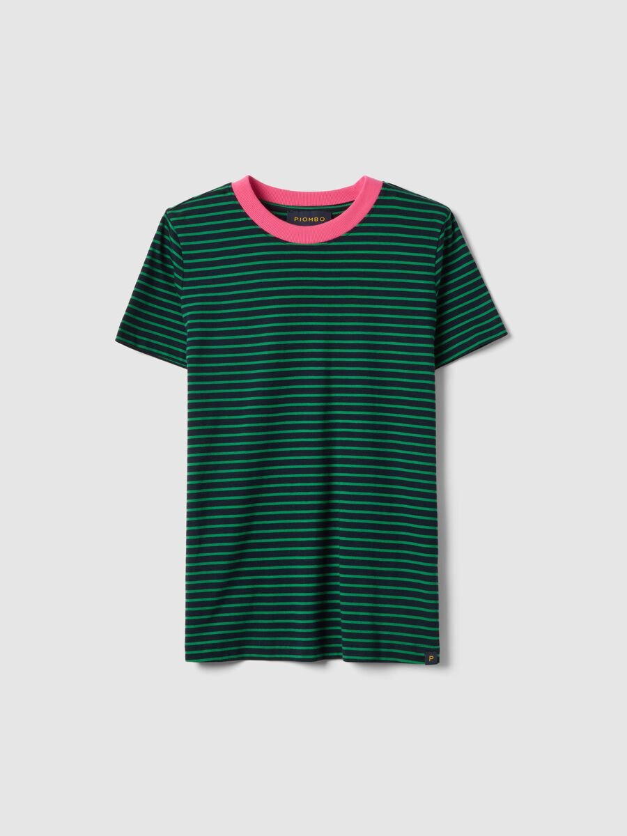 Green striped pure cotton regular fit T-shirt_4