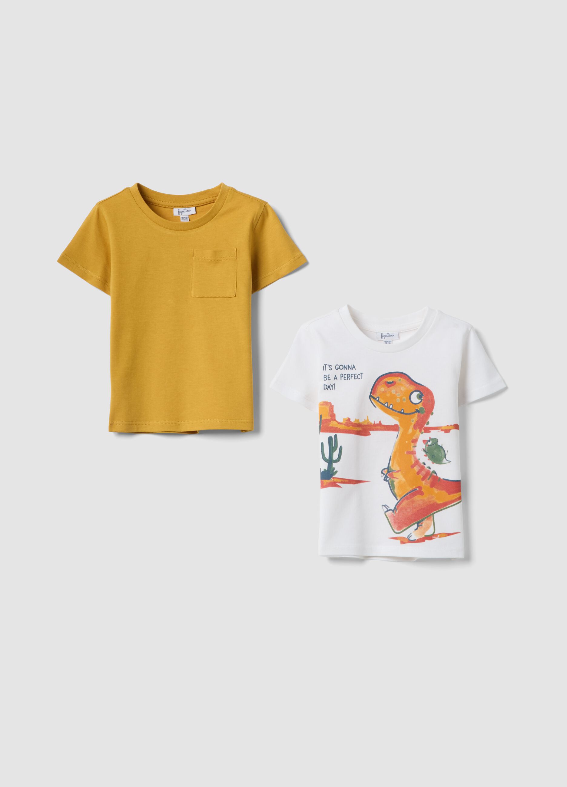 2-pack boys&rsquo; pure cotton multicolour regular-fit T-shirts