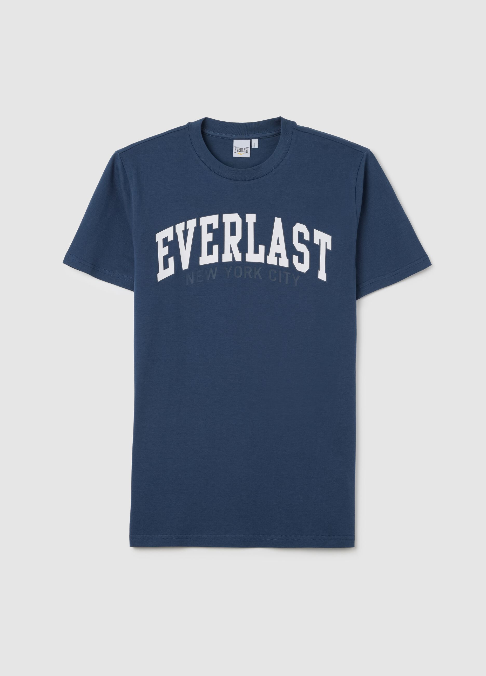 Blue Short Sleeve T-shirt with Everlast Logo Print