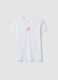 White pure cotton T-shirt with front print_3
