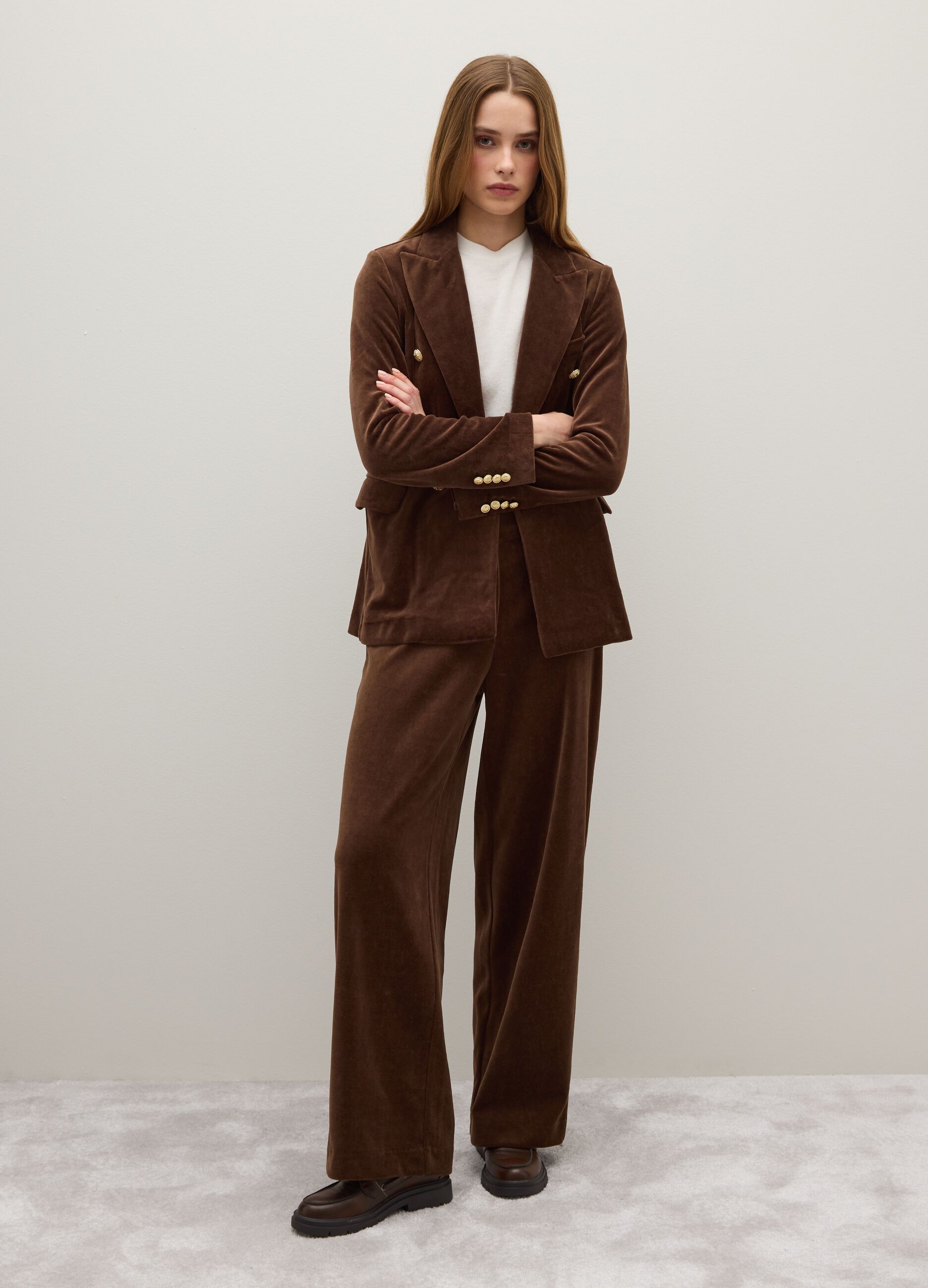 Brown Cotton Blend Regular Fit Blazer