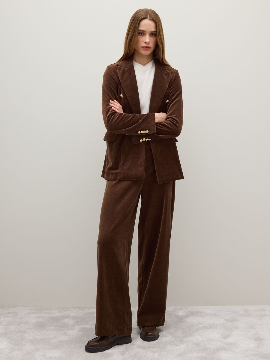 Blazer in misto cotone marrone regular fit_1