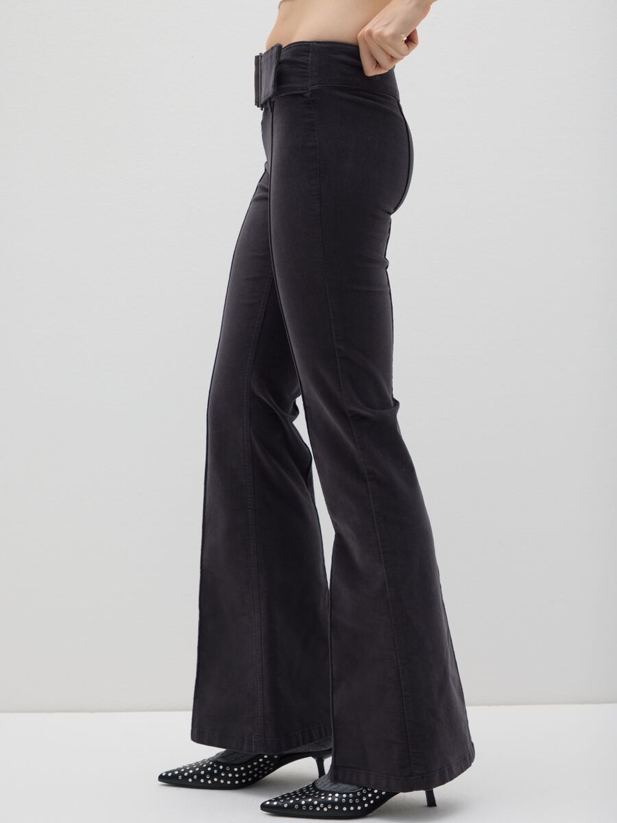 Black Corduroy Flare Trousers_3