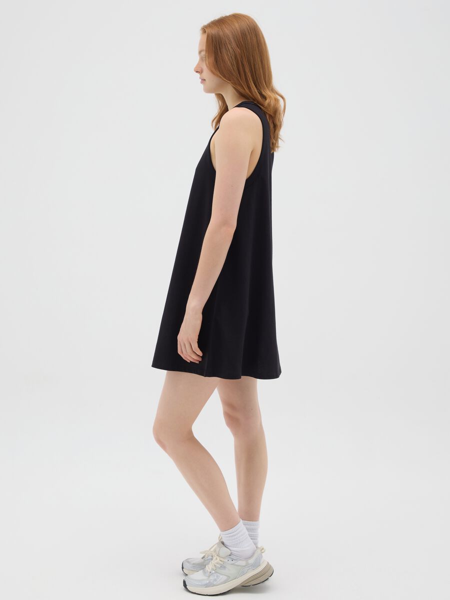 Women's dress in pure black cotton_1