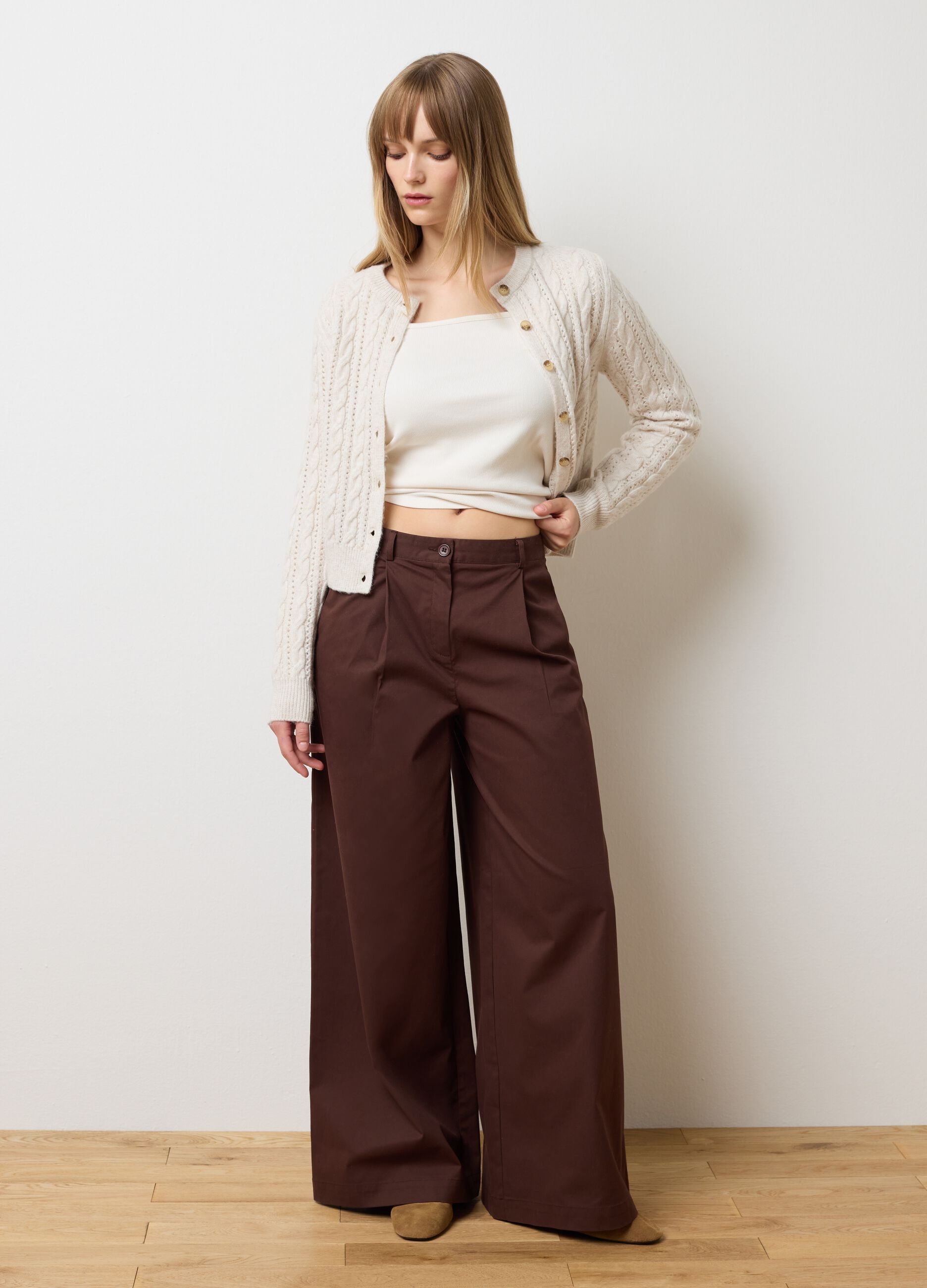 Beige Regular Fit Cardigan