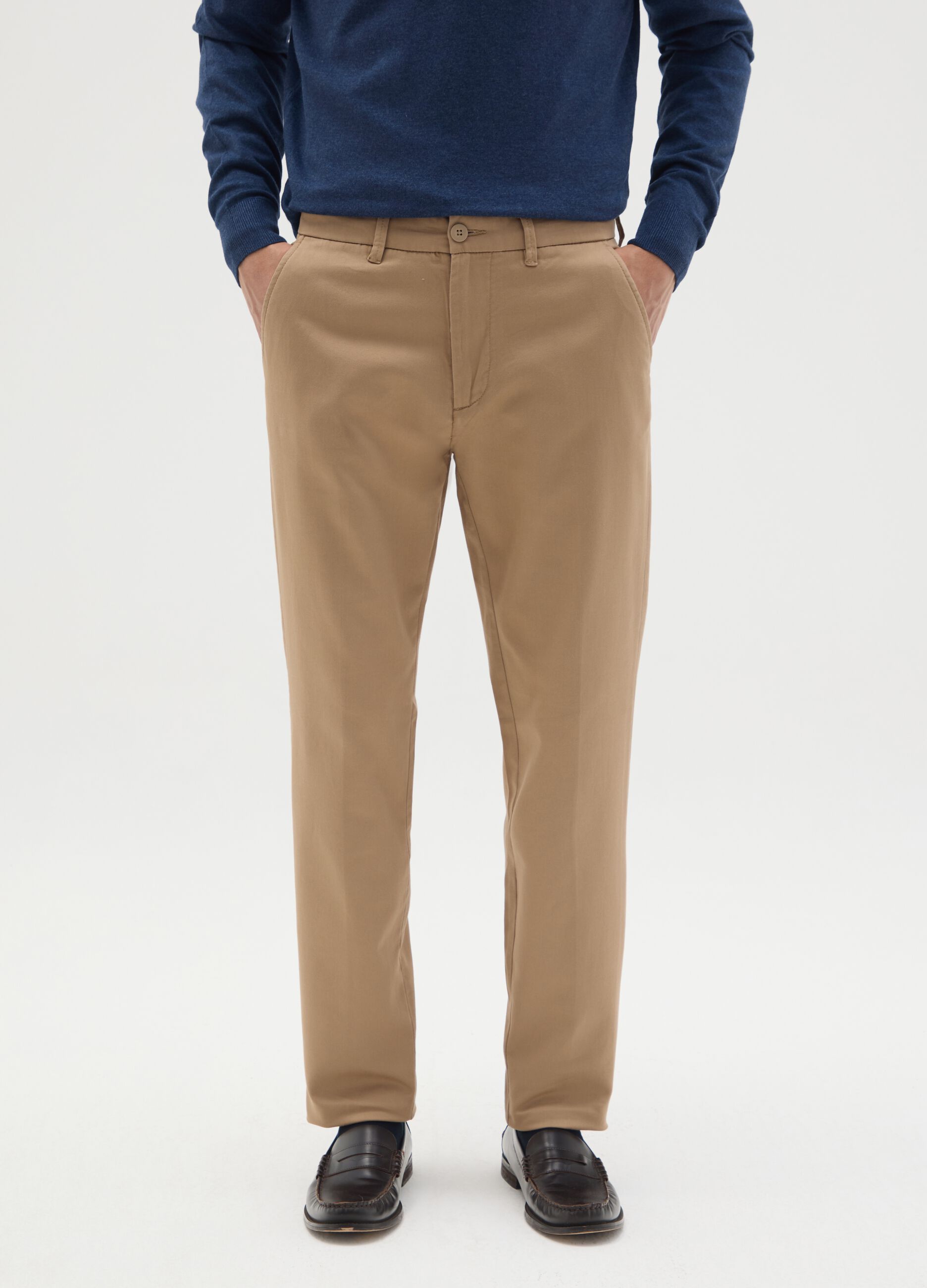 Brown slim fit cotton trousers