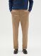 Pantaloni in cotone marrone slim fit_1