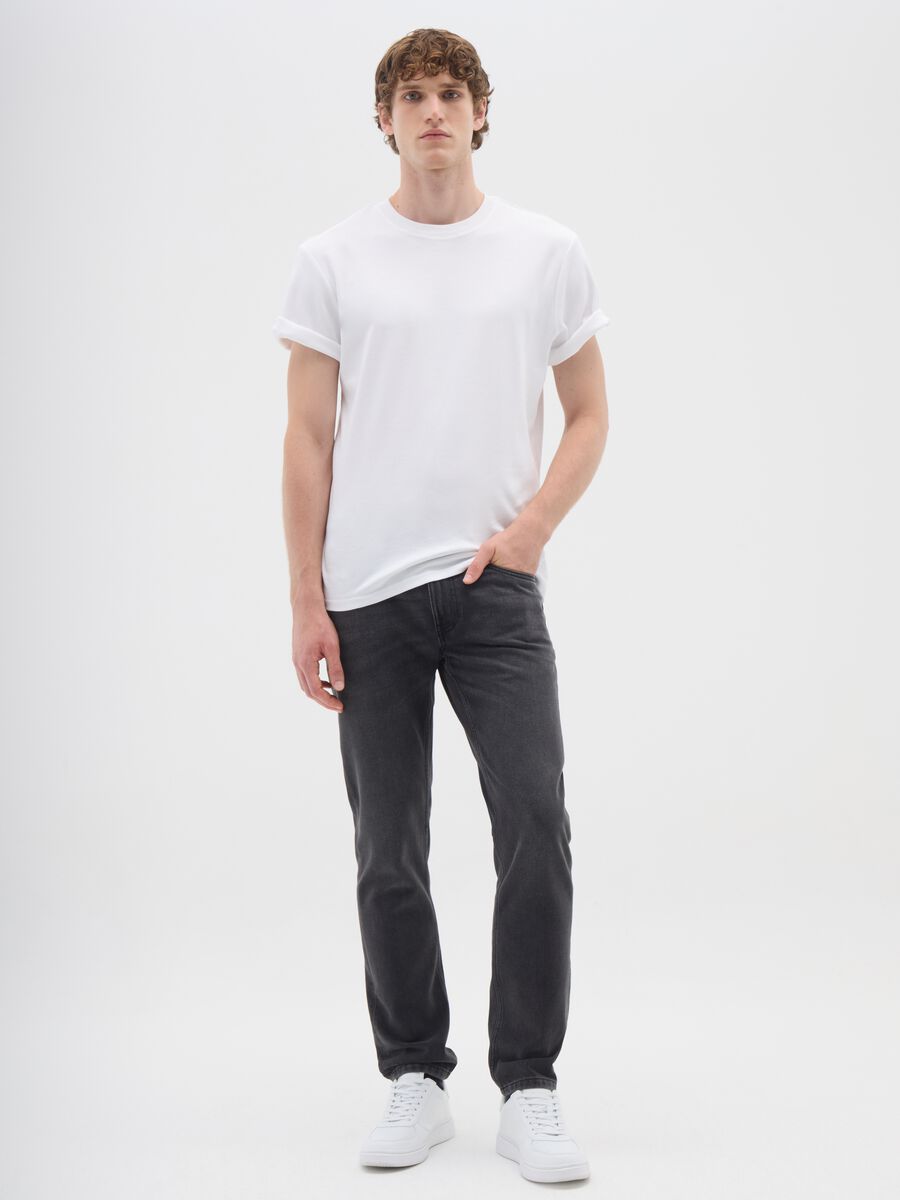 Black slim fit denim jeans_0