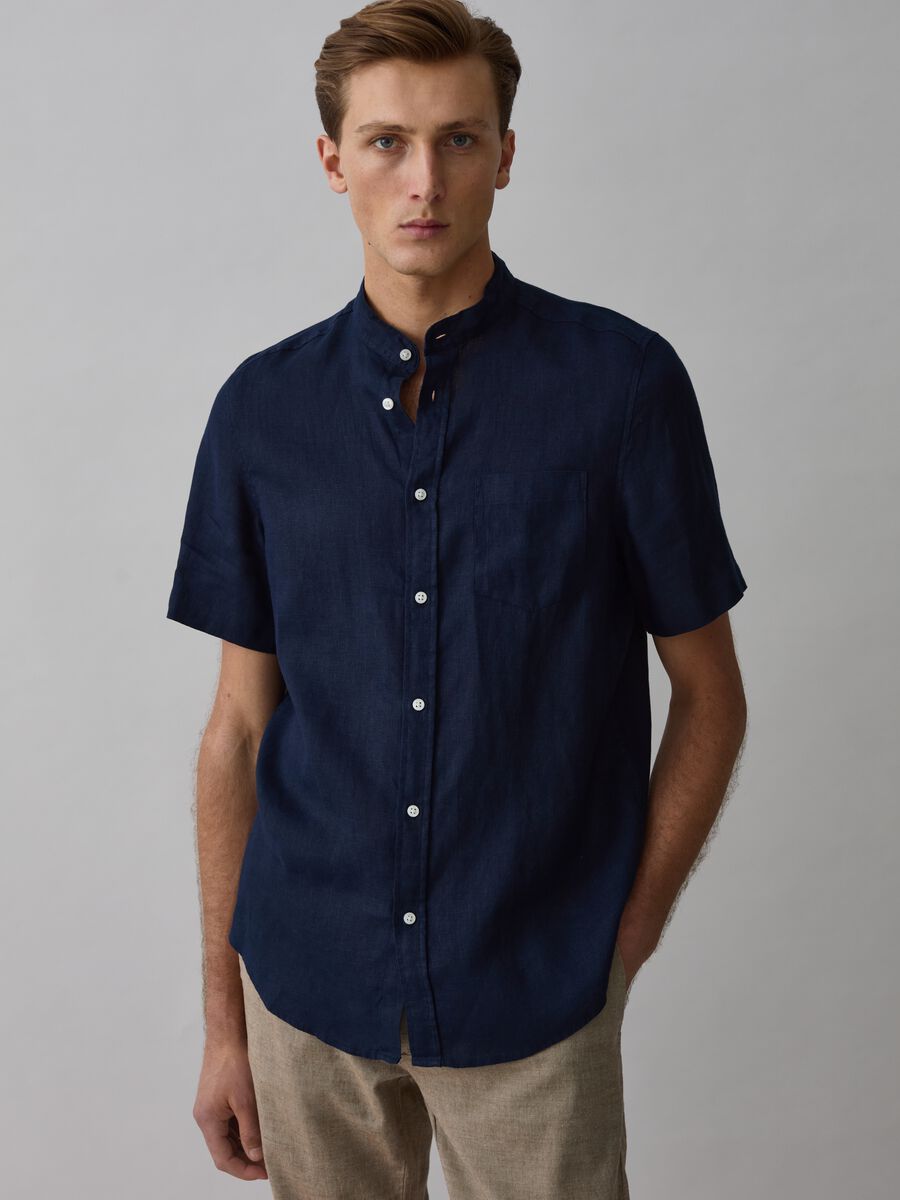 Short-sleeved shirt with Mandarin collar_1
