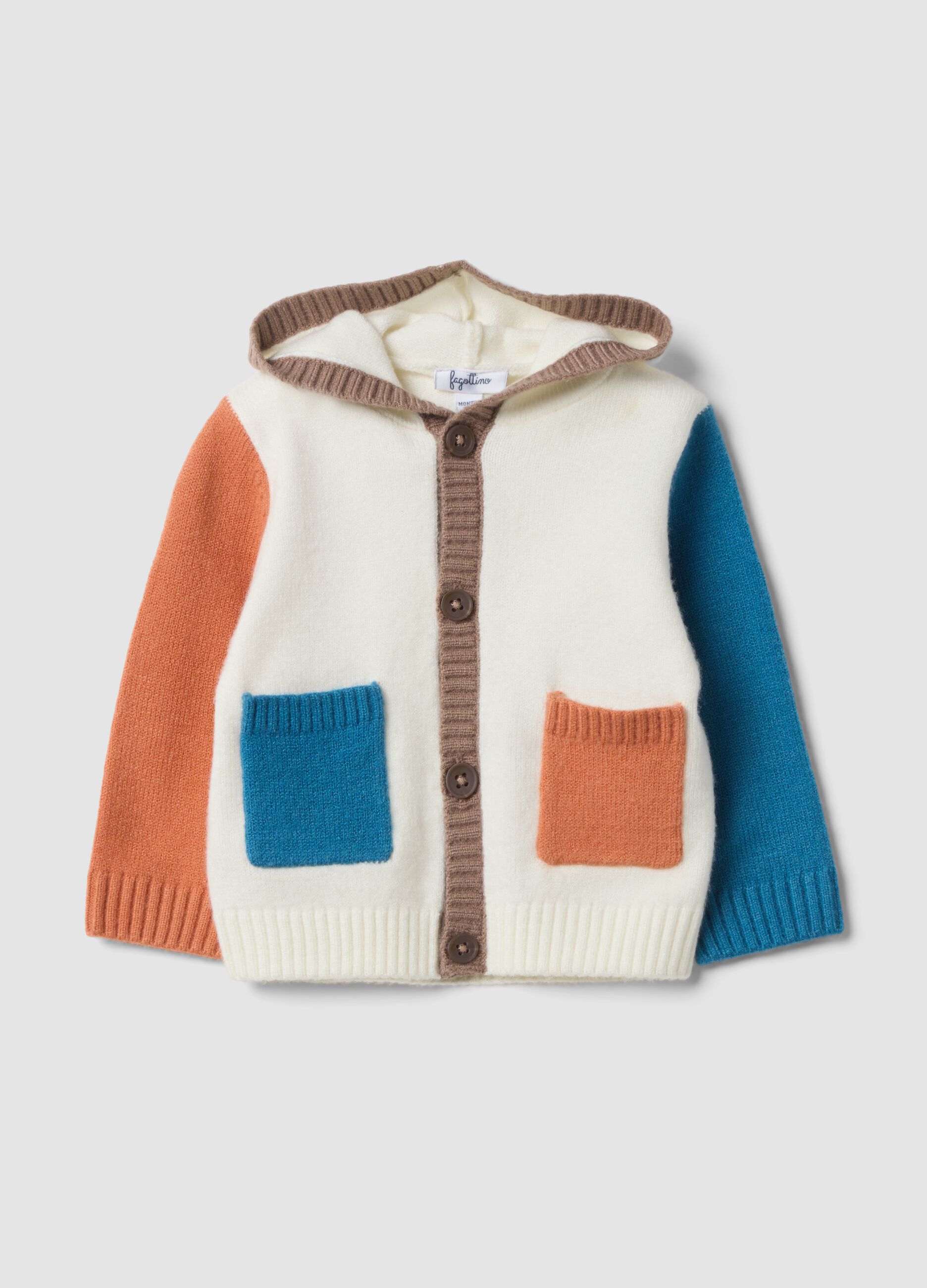 Off-white hooded crew-neck cardigan