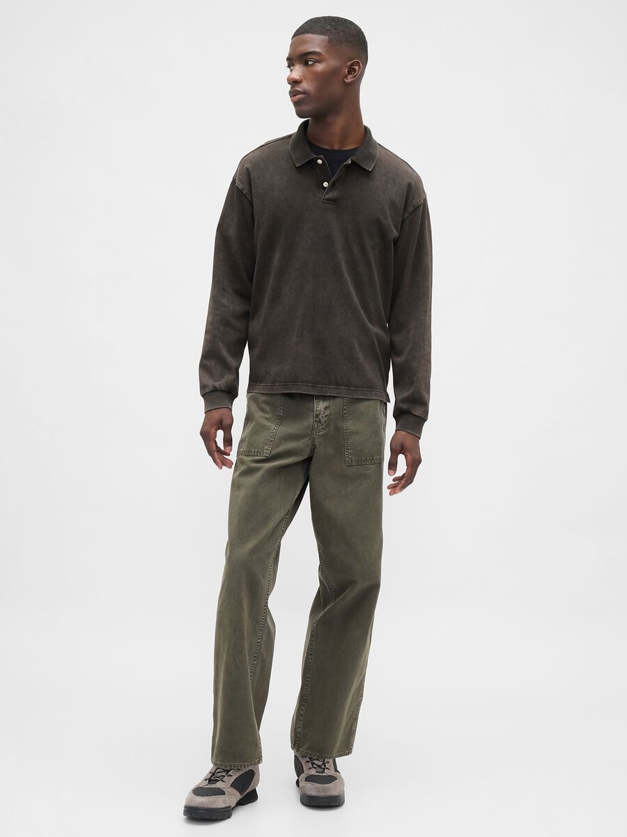 Brown long-sleeve cotton polo_2