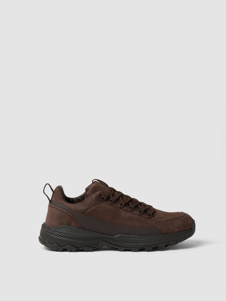 Scarpe marroni in vera pelle con suola carrarmato_0