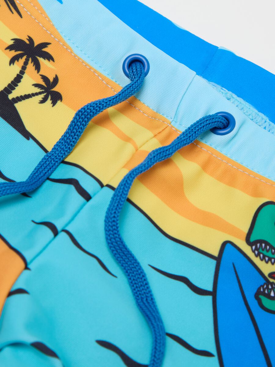 Multicolour stretch fabric boys' boxers with Surfer Dino print_3