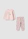 Pigiama rosa in puro cotone organico con stampa coniglietto_0