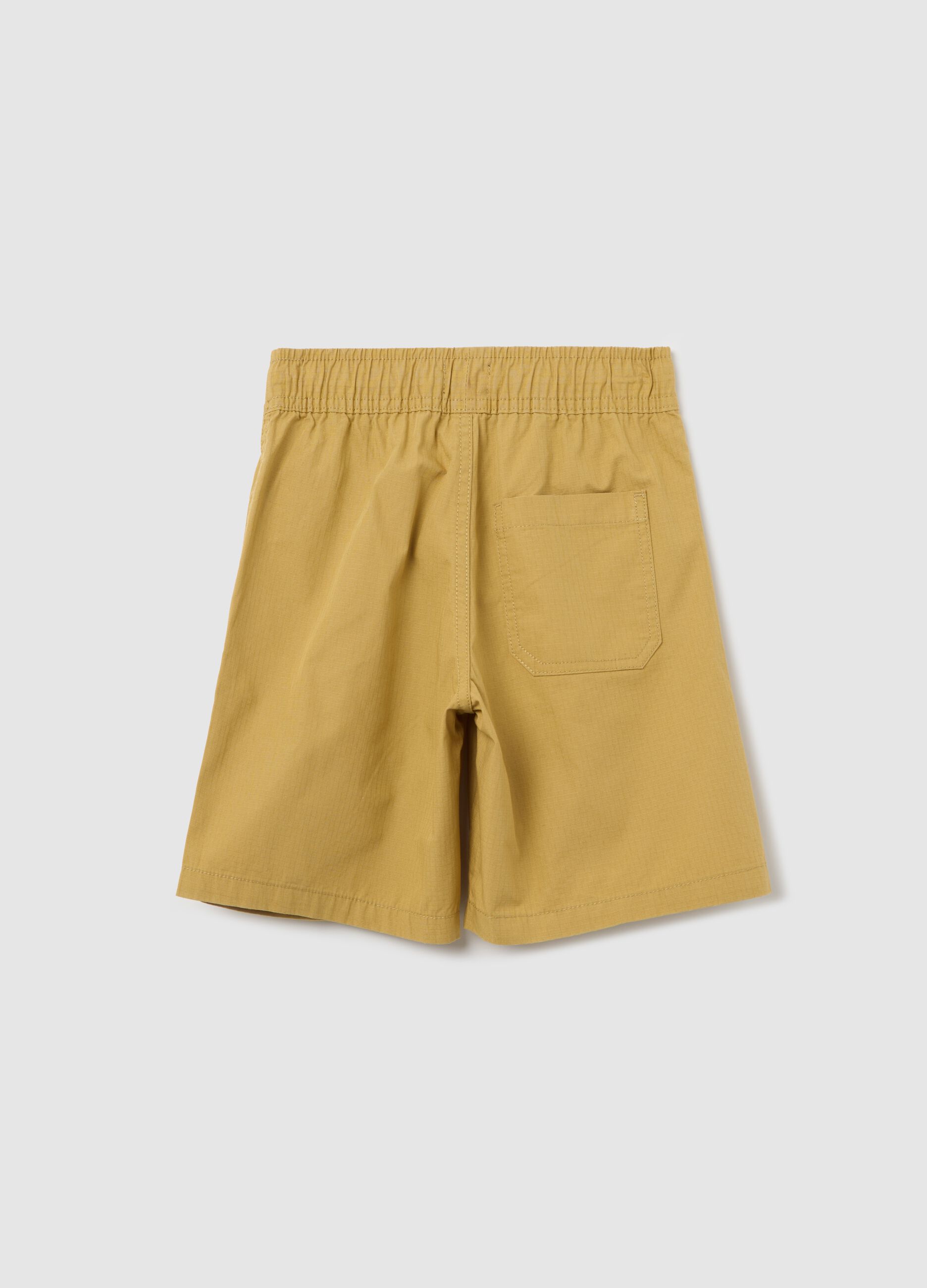 Yellow Bermuda joggers in ripstop canvas with drawstring