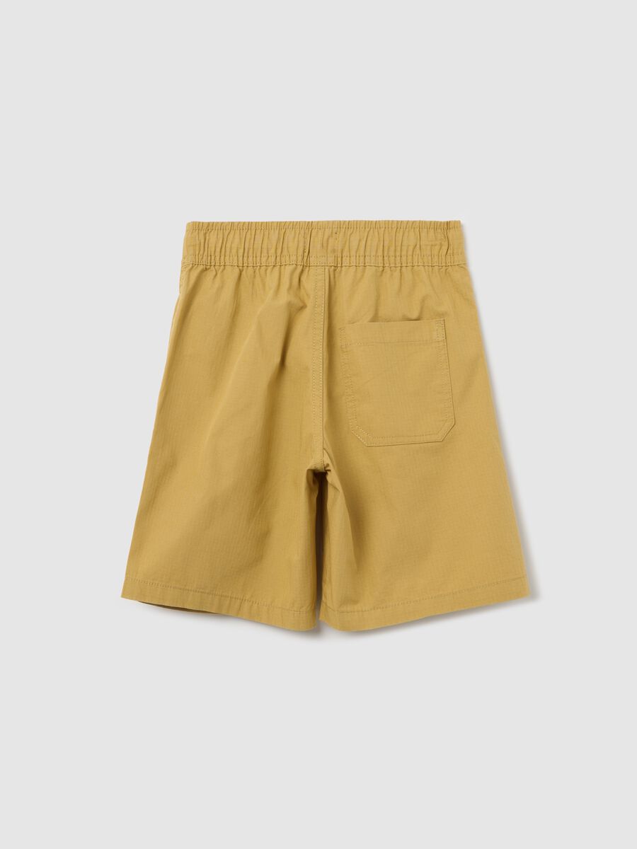 Yellow Bermuda joggers in ripstop canvas with drawstring_1