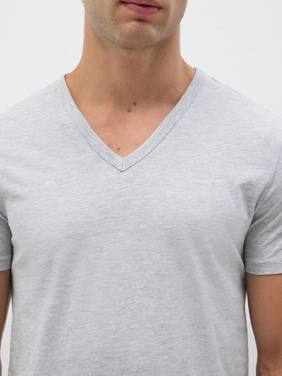 Bipack di t-shirt da uomo in puro cotone grigie con scollo a V_1