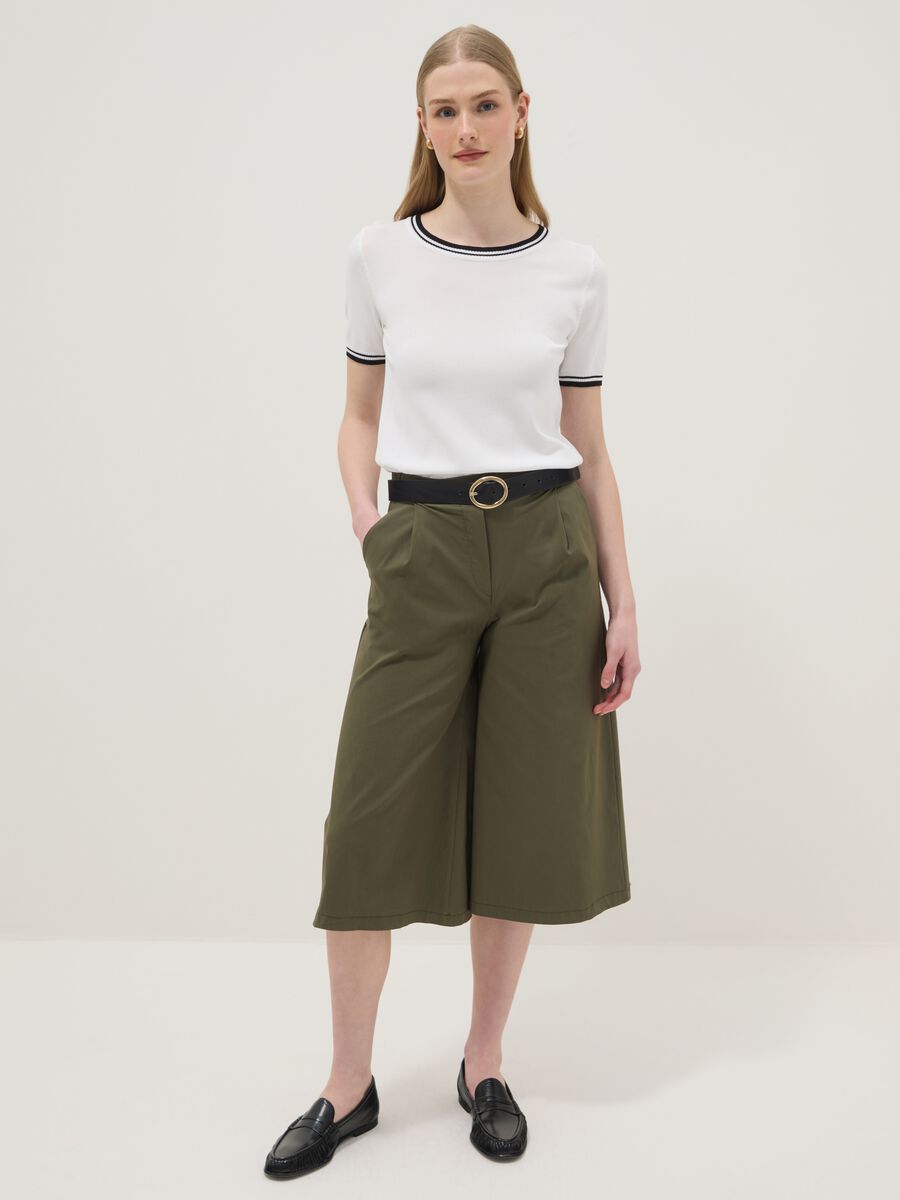 Regular fit green stretch viscose blend jogger trousers_0