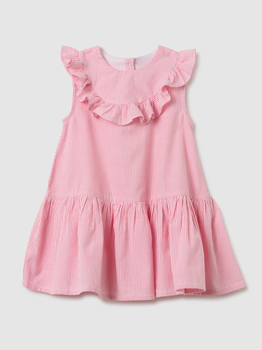 Pink pure cotton girl’s dress regular fit with frills_0