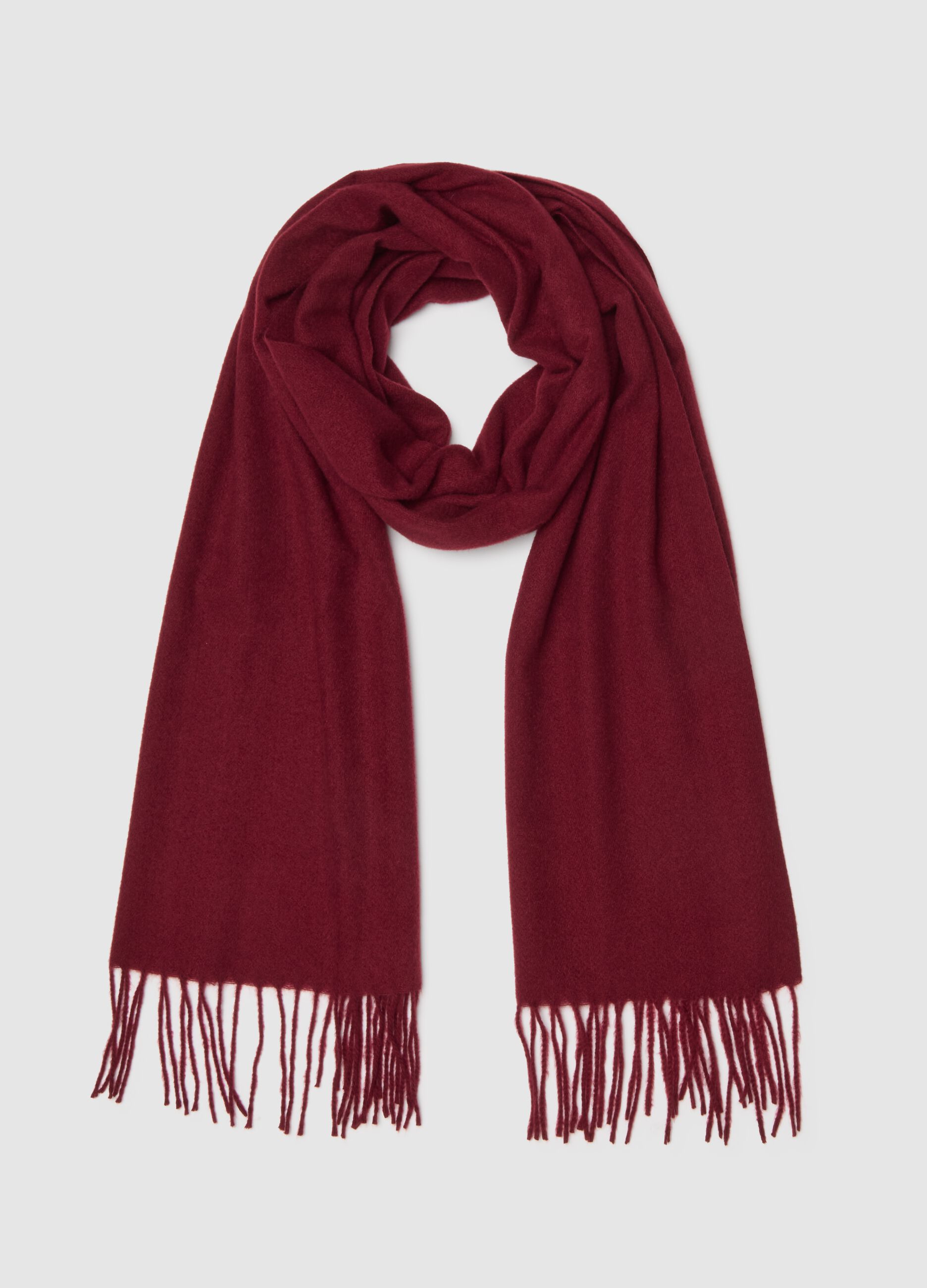 Red scarf with fringes