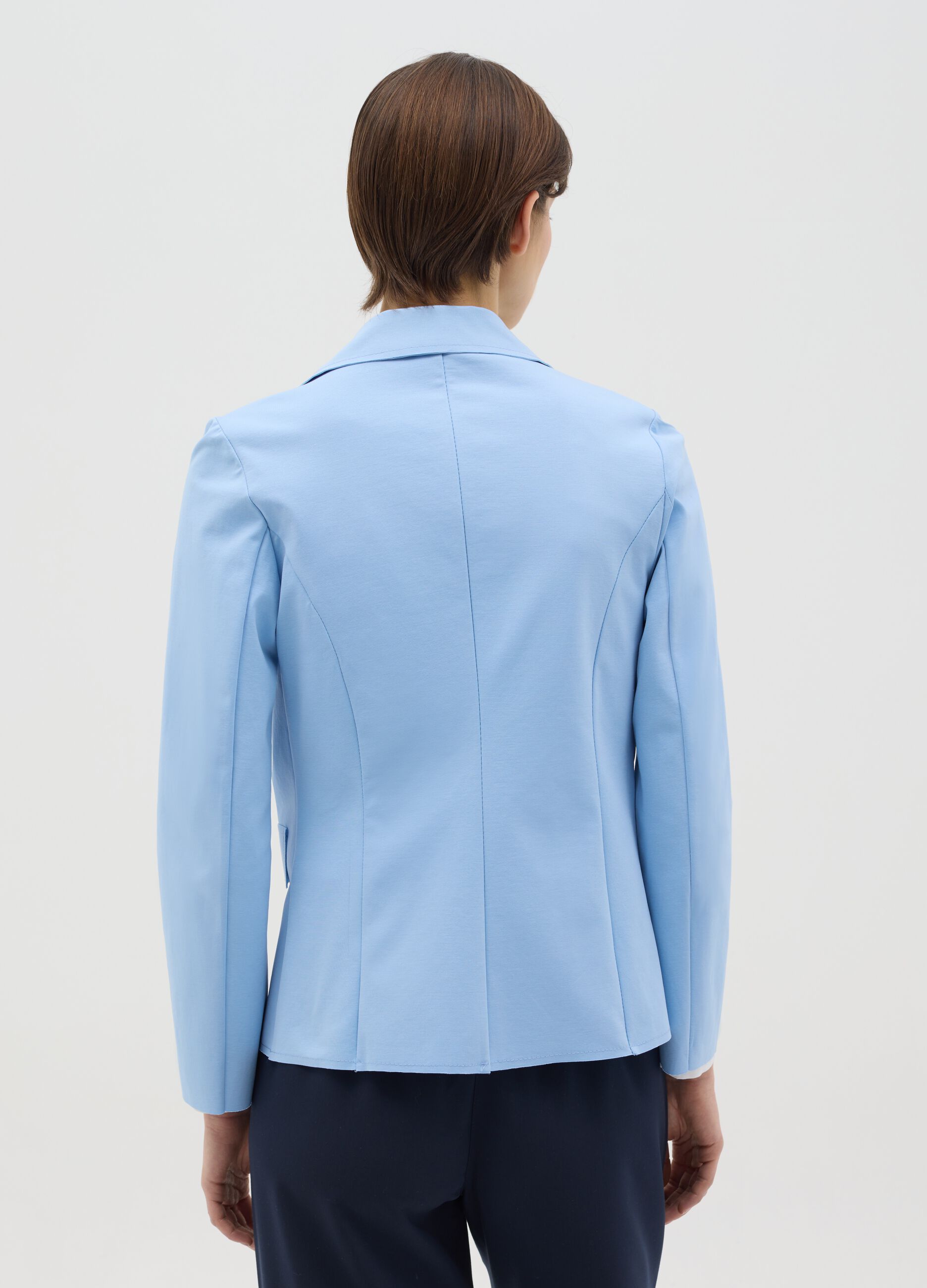 Light blue stretch single-breasted blazer