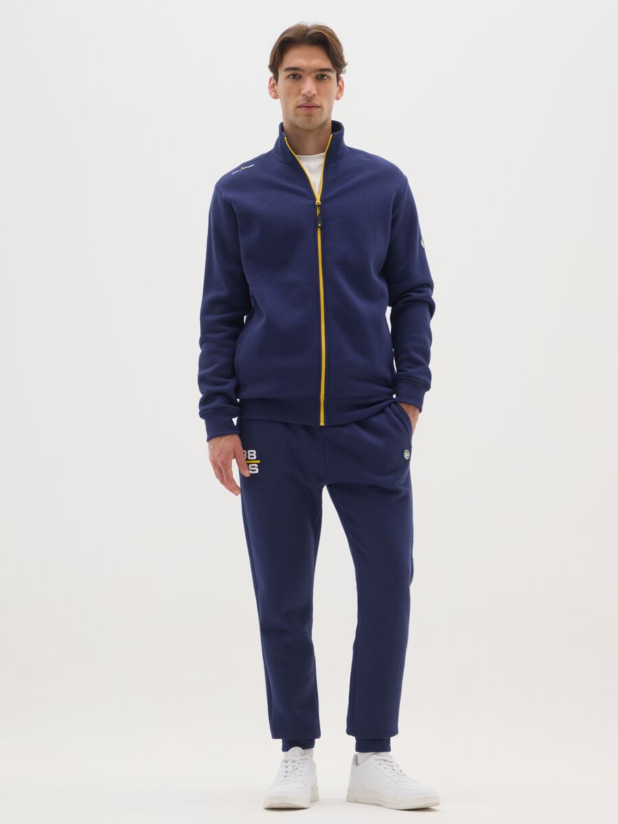 Children's blue cotton blend sweatshirt with zip_1