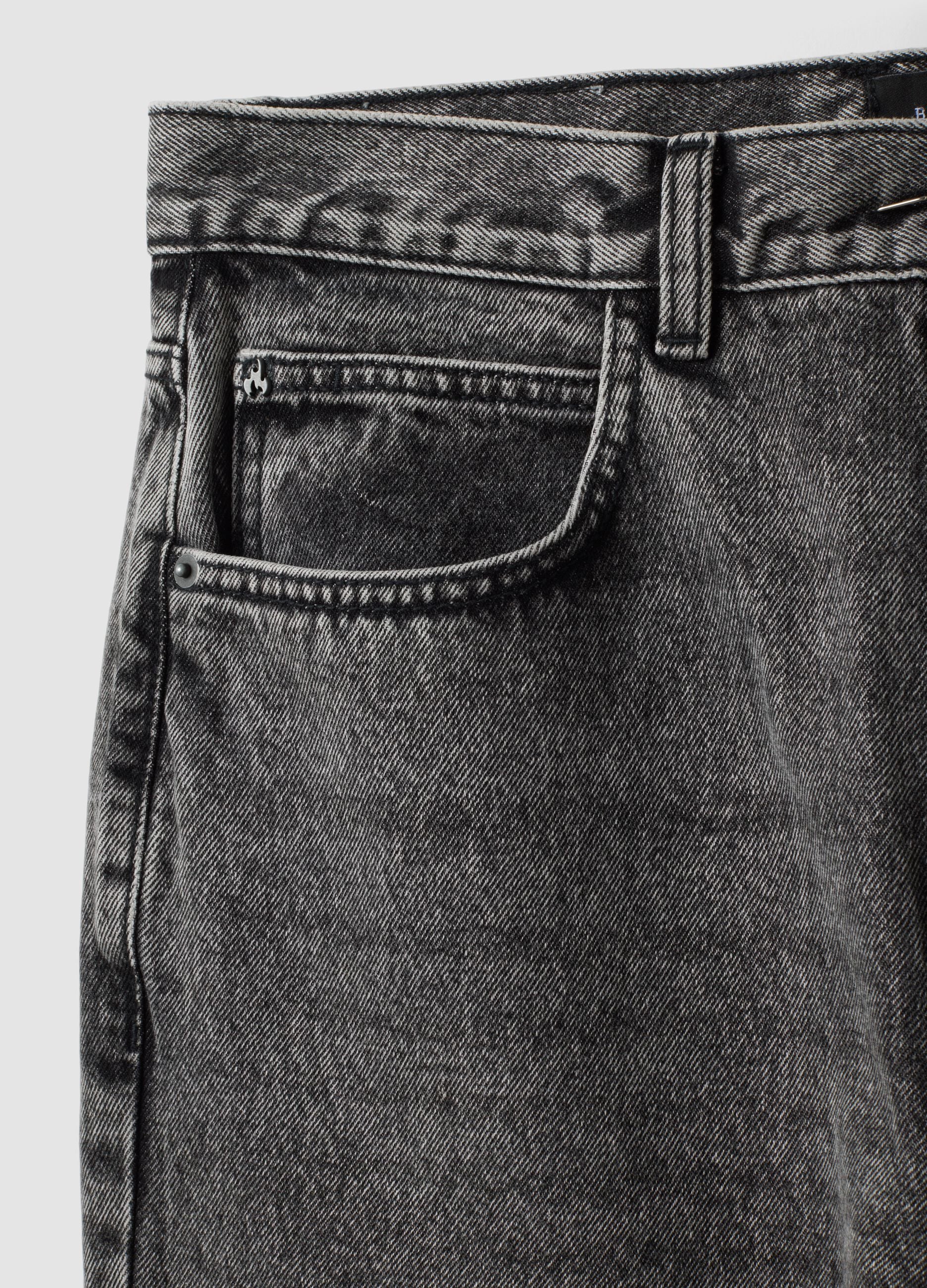 Grey denim jeans with flare fit in pure cotton