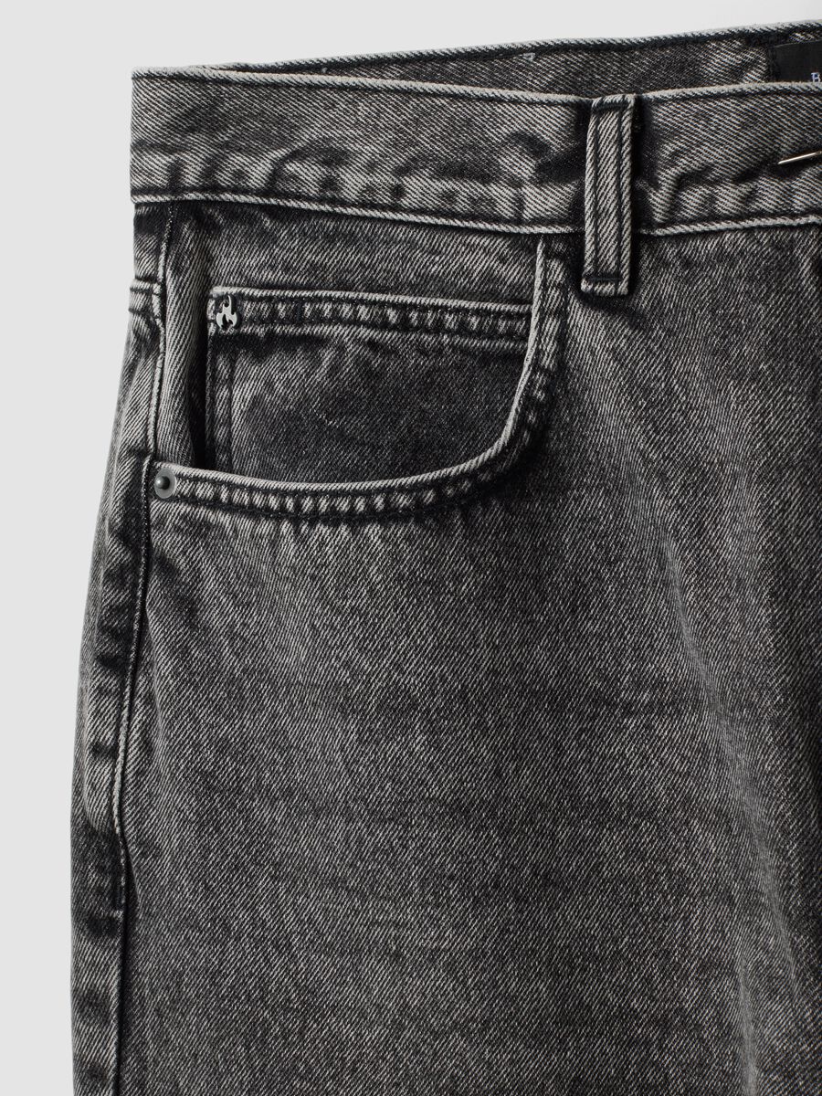 Grey denim jeans with flare fit in pure cotton_1