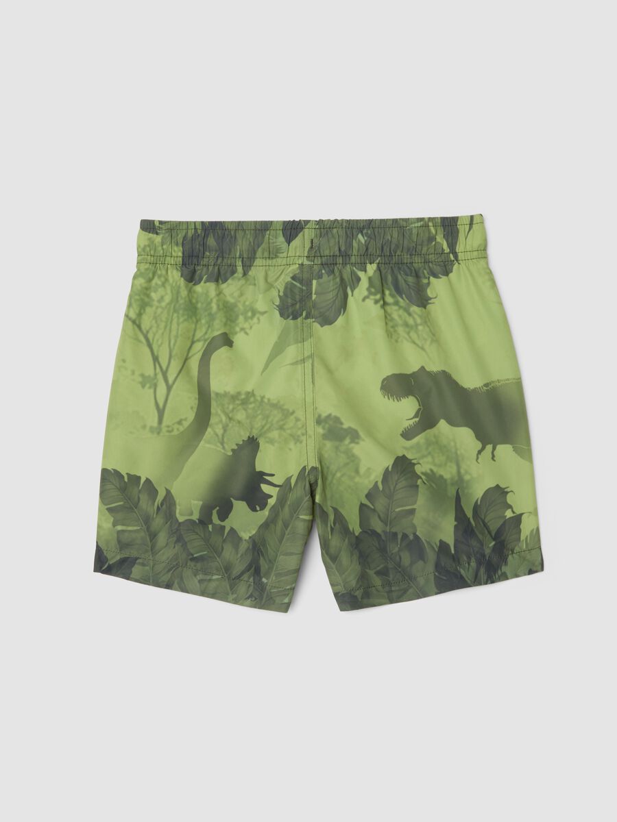 Green boys&rsquo; swim shorts with dinosaur print_1