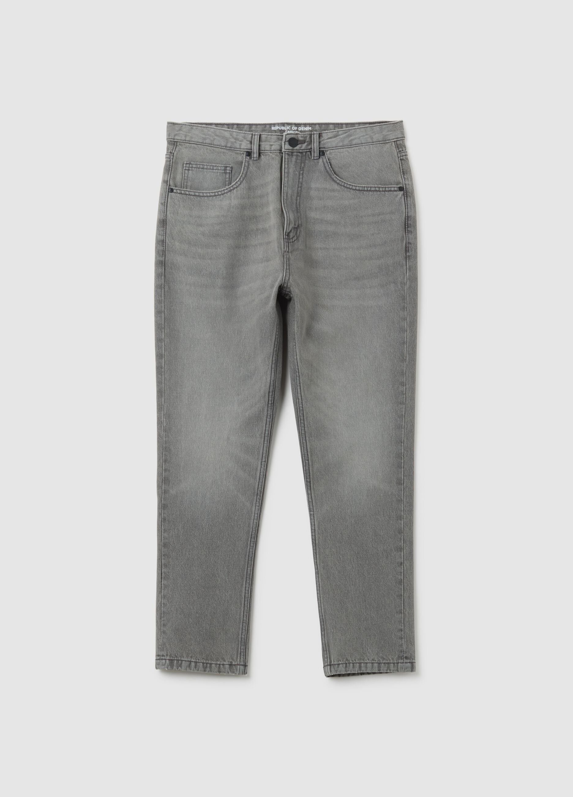 Jeans in puro cotone grigio carrot fit