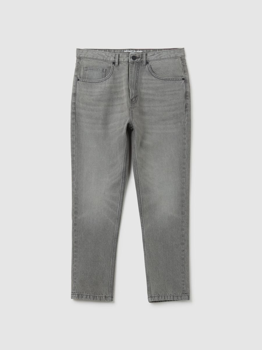 Jeans in puro cotone grigio carrot fit_0