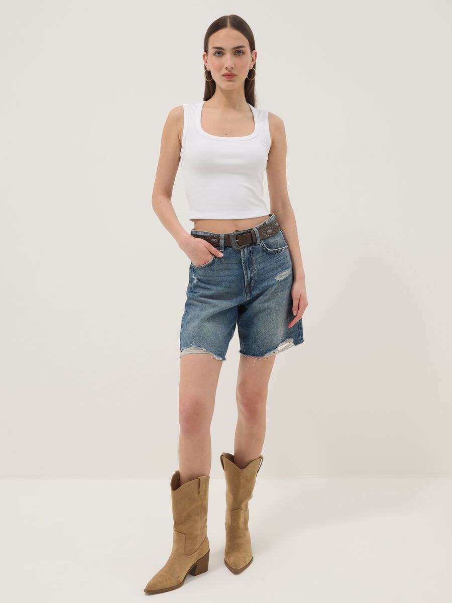 White stretch cotton tank top_1