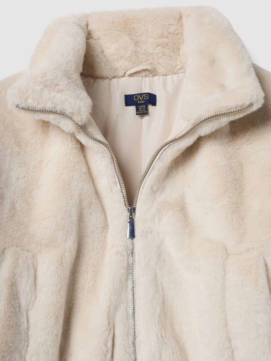 Beige padded jacket, regular fit, with zip_2