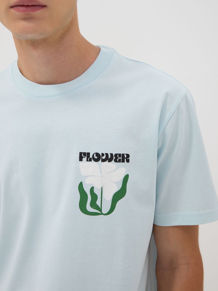 Light blue pure cotton jersey T-shirt with print, regular fit_2