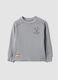Grey cotton-blend crew-neck sweatshirt with print for boys, oversized fit_0