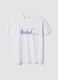 White pure cotton T-shirt with front print_4