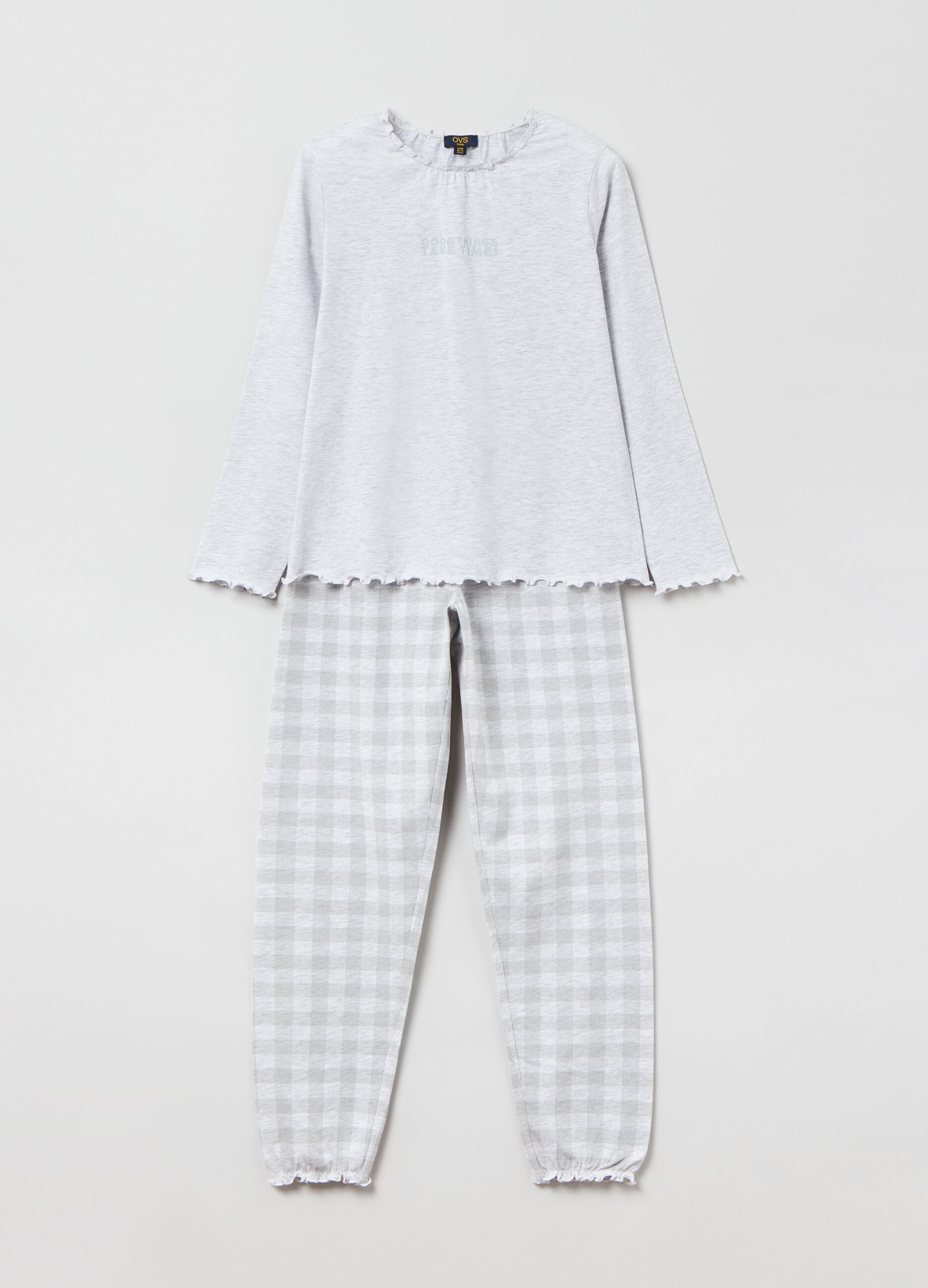 Long pyjamas in mélange cotton