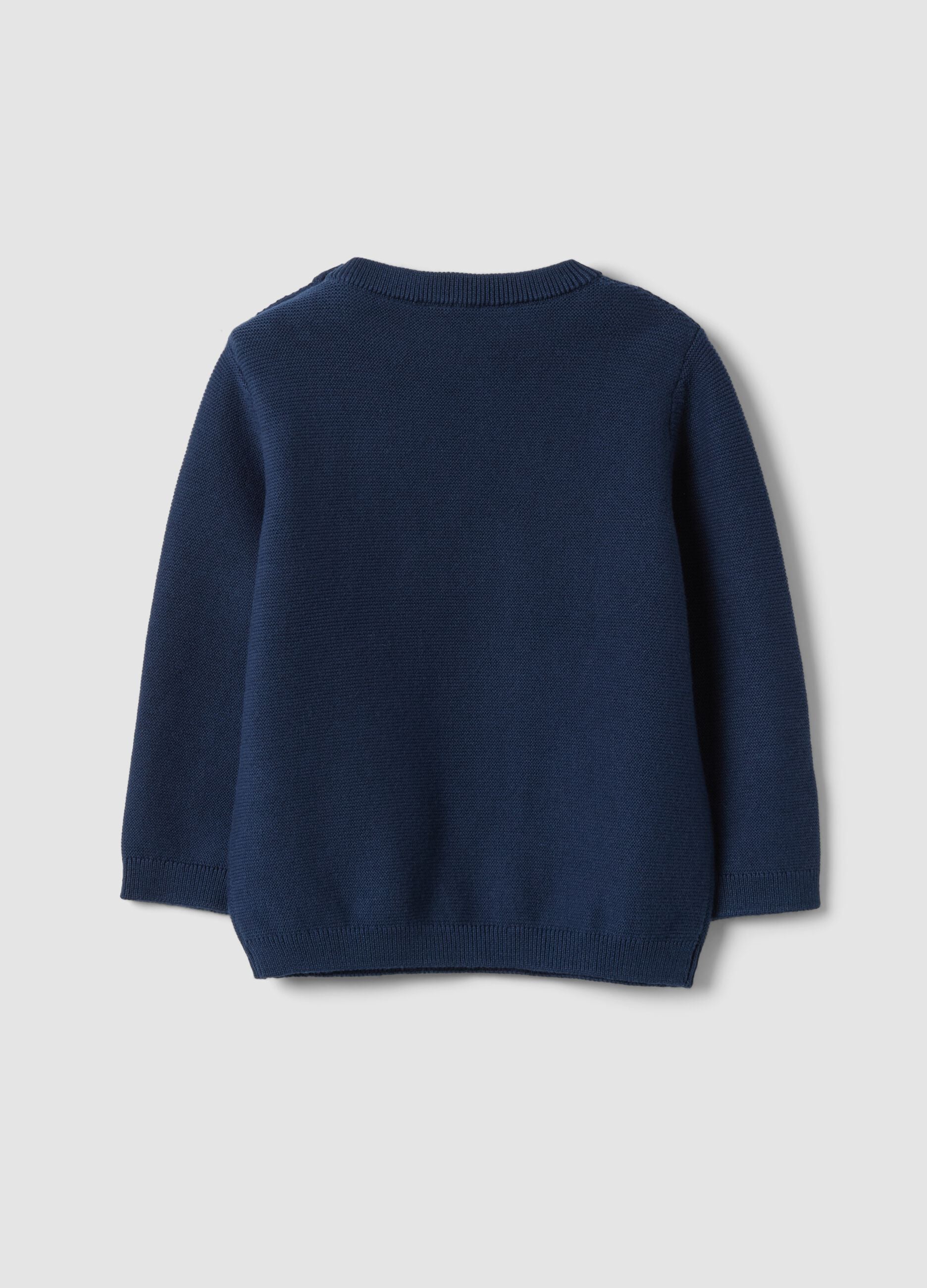 Maglia blu in puro cotone a girocollo in maglia regular fit per bimbo
