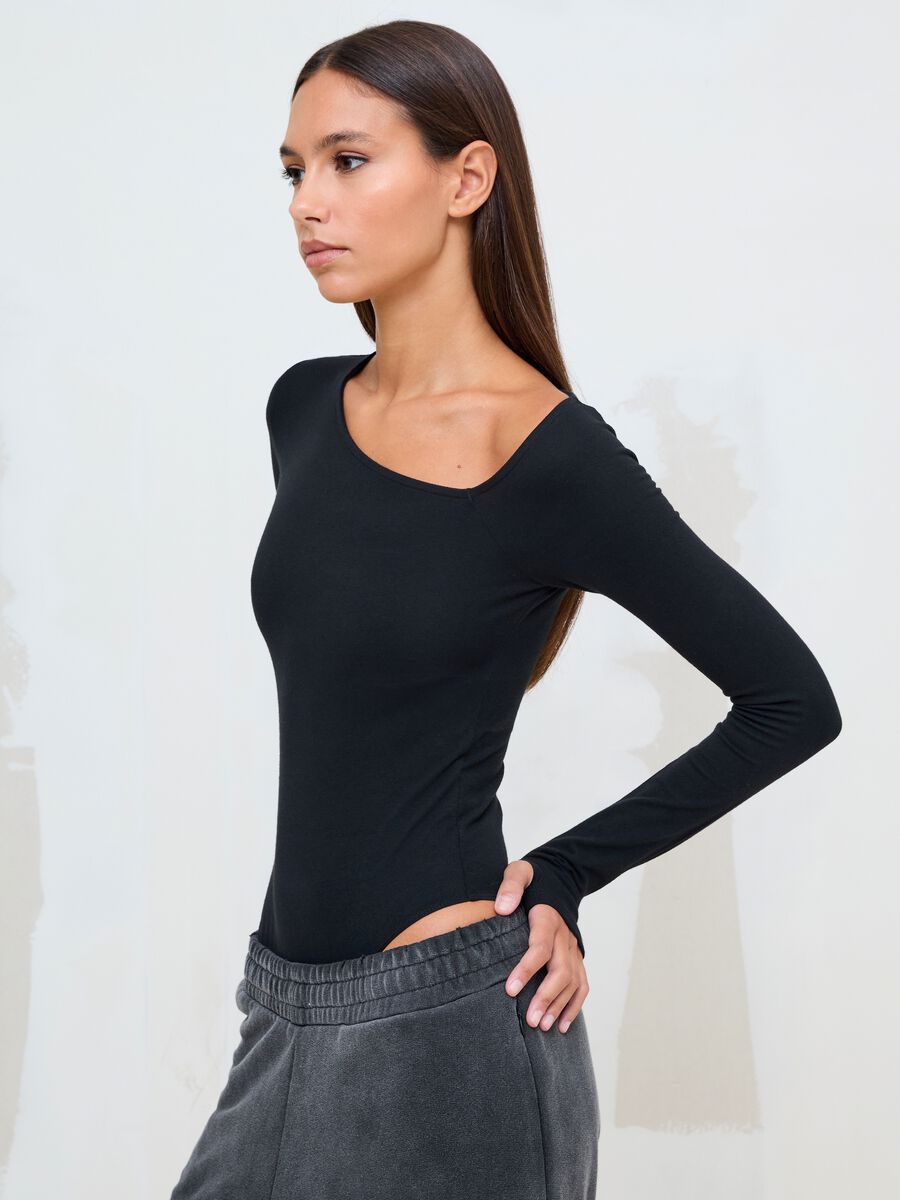 Black Asymmetrical Bodysuit_1