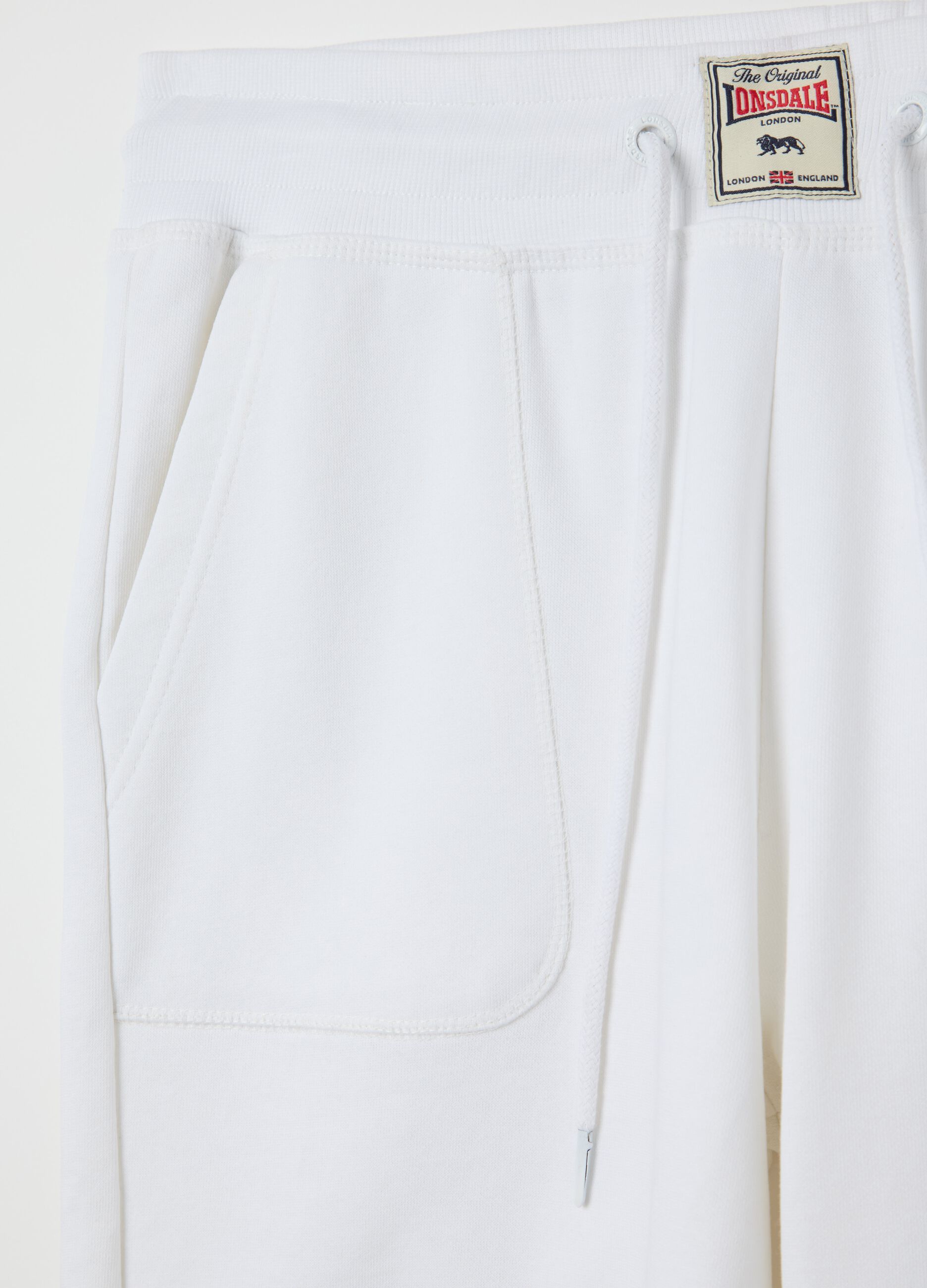 Bermuda jogger bianco stampa logo
