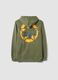 Children's green cotton blend regular fit hoodie with full zip_4