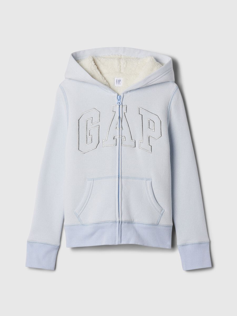 Full-zip sweatshirt and hood with sherpa lining_0