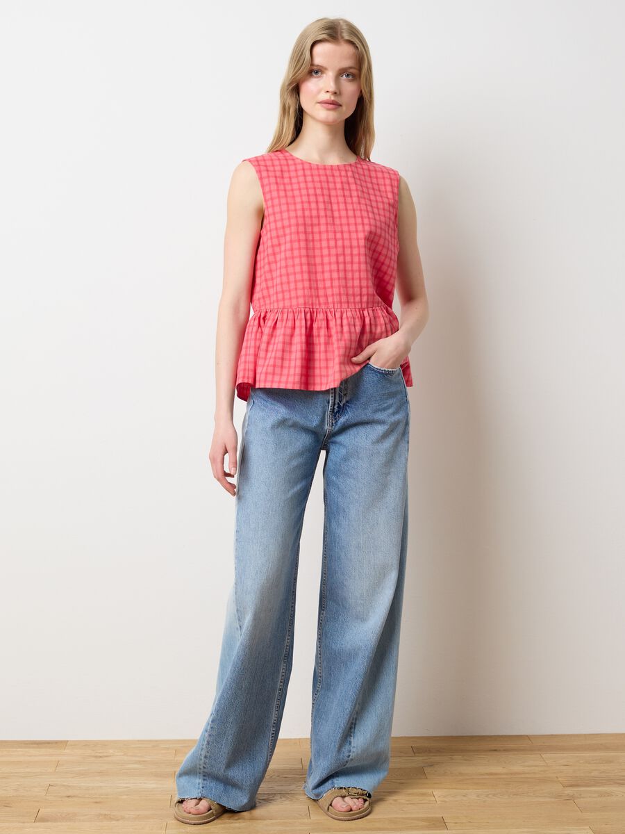 Women's pink cotton-blend top, regular fit_2